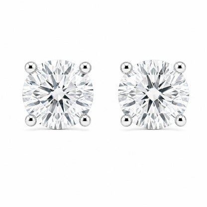 JANARY Round Brilliant 3-Carat Diamond Stud Earrings in 18K White Gold