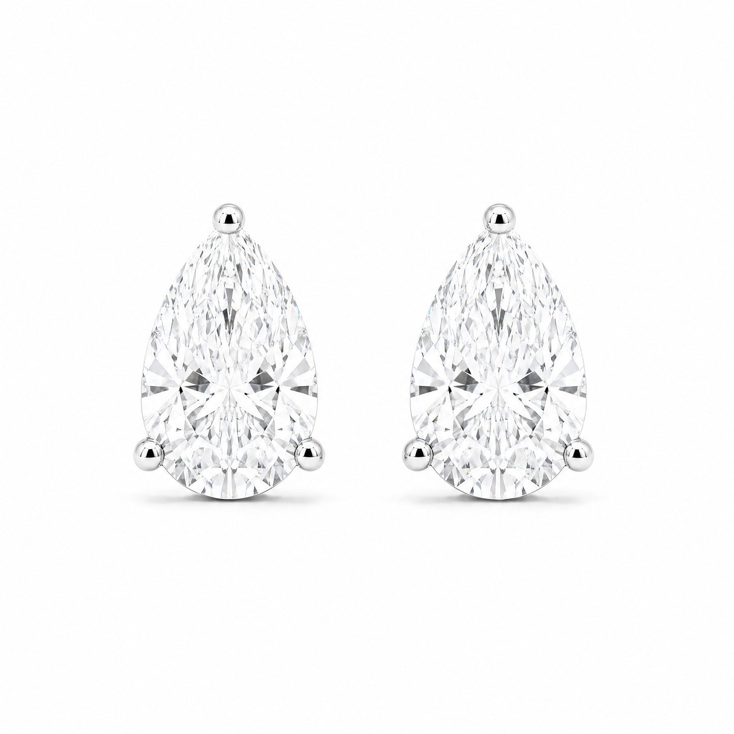 JANARY Pear 3-Carat Diamond Stud Earrings in 18K White Gold