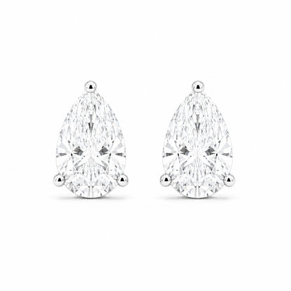 JANARY Pear 3-Carat Diamond Stud Earrings in 18K White Gold