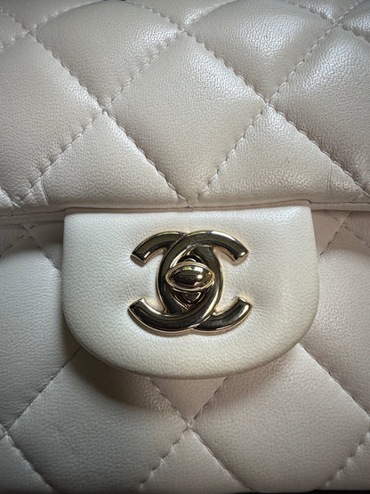 Chanel "My Precious" Flap Bag Imitation Pearl White Lambskin Light Gold Hardware