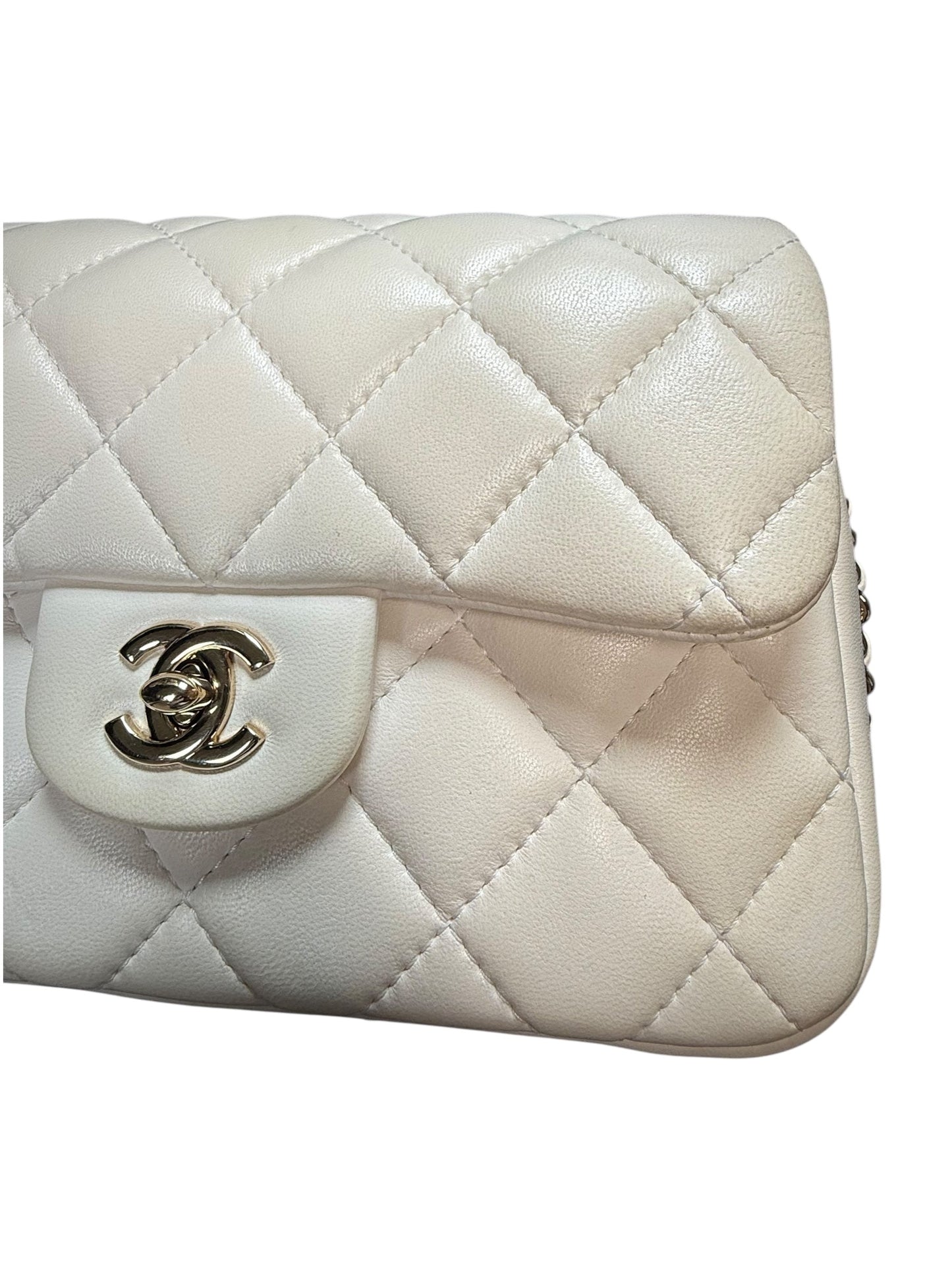 Chanel "My Precious" Flap Bag Imitation Pearl White Lambskin Light Gold Hardware
