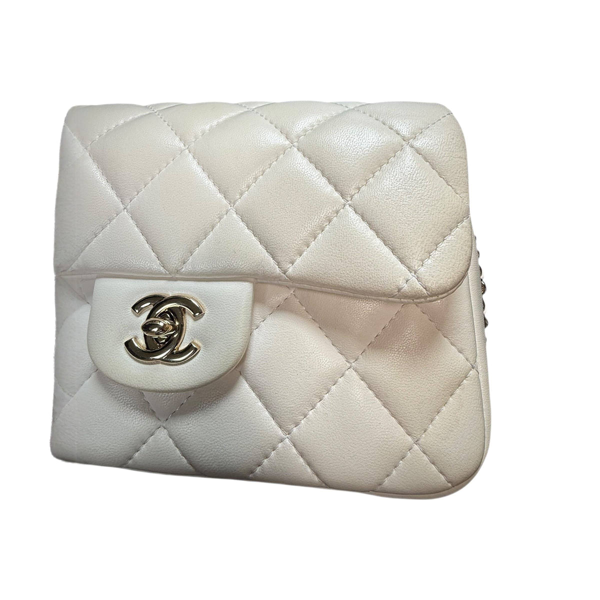 Chanel "My Precious" Flap Bag Imitation Pearl White Lambskin Light Gold Hardware