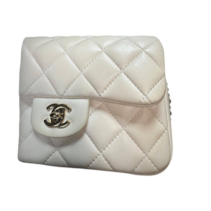 Chanel "My Precious" Flap Bag Imitation Pearl White Lambskin Light Gold Hardware