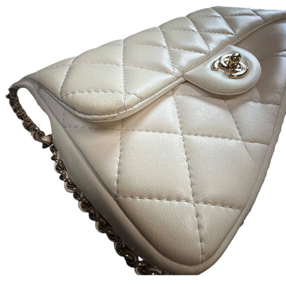 Chanel "My Precious" Flap Bag Imitation Pearl White Lambskin Light Gold Hardware
