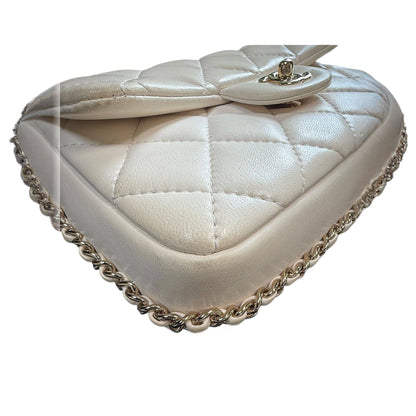Chanel "My Precious" Flap Bag Imitation Pearl White Lambskin Light Gold Hardware