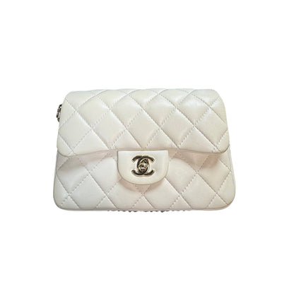 Chanel "My Precious" Flap Bag Imitation Pearl White Lambskin Light Gold Hardware