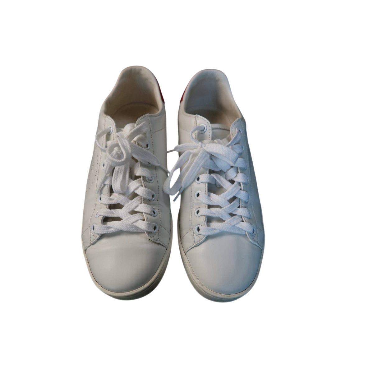 Gucci Ace Perforated Interlocking G Calfskin Leather Sneakers White with Red Accents Women