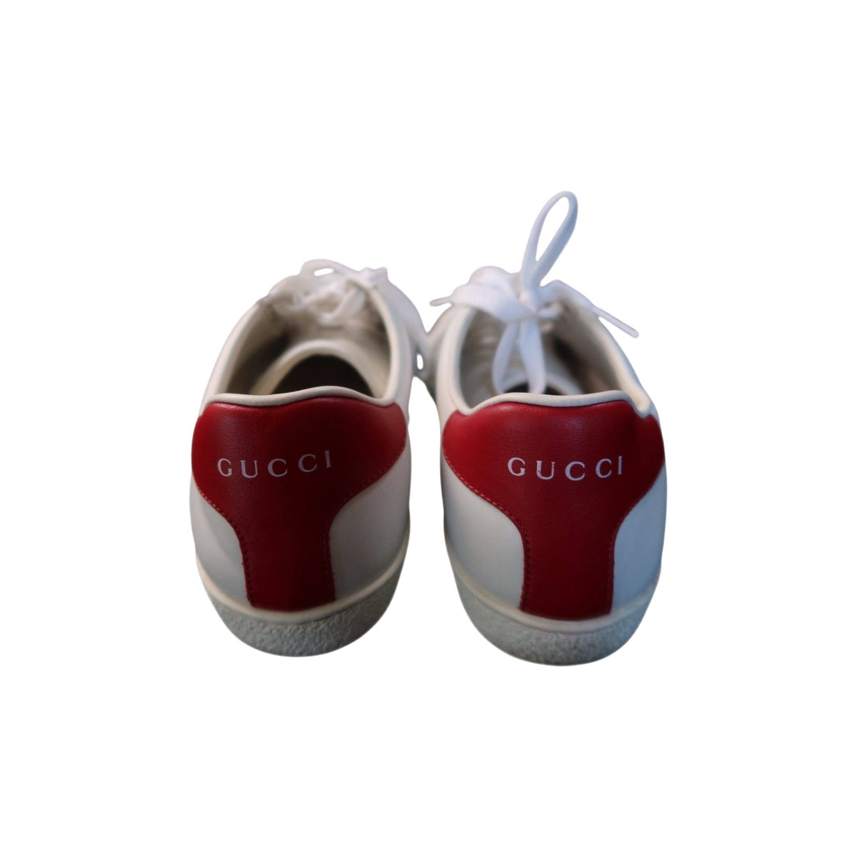 Gucci Ace Perforated Interlocking G Calfskin Leather Sneakers White with Red Accents Women