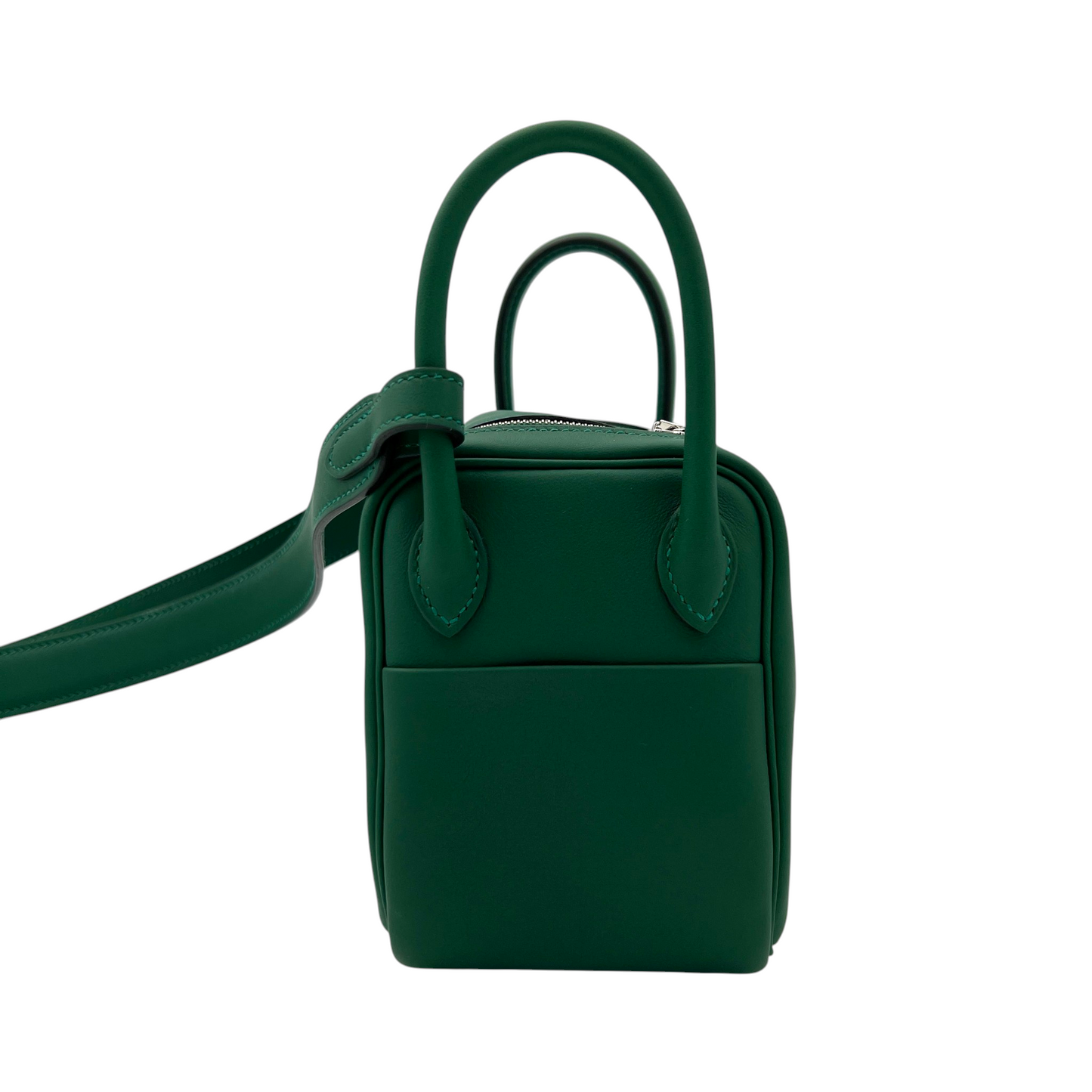 HERMÈS Mini Lindy II 20 Swift Leather Bag Vert Moyen PHW Stamp K (2025)