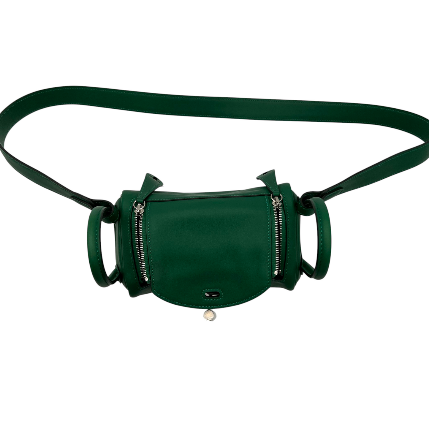 HERMÈS Mini Lindy II 20 Swift Leather Bag Vert Moyen PHW Stamp K (2025)