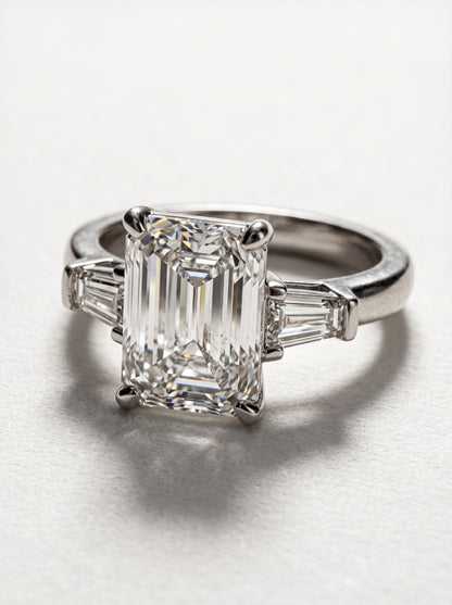 JANARY Emerald Cut 3-Carat Diamond Ring in 18K White Gold
