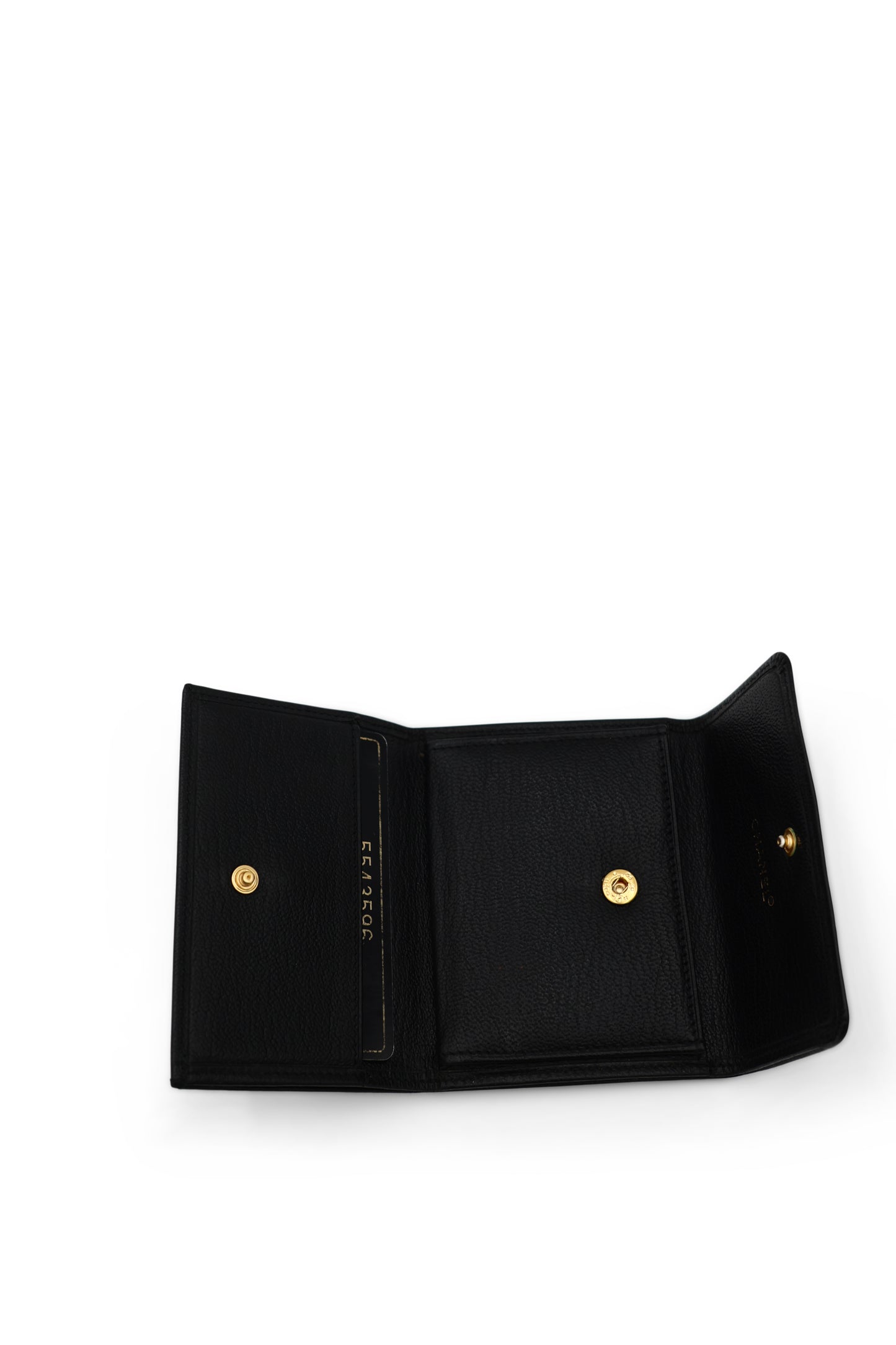 Chanel Coco CC Mark Trifold Wallet in Black Smooth Leather