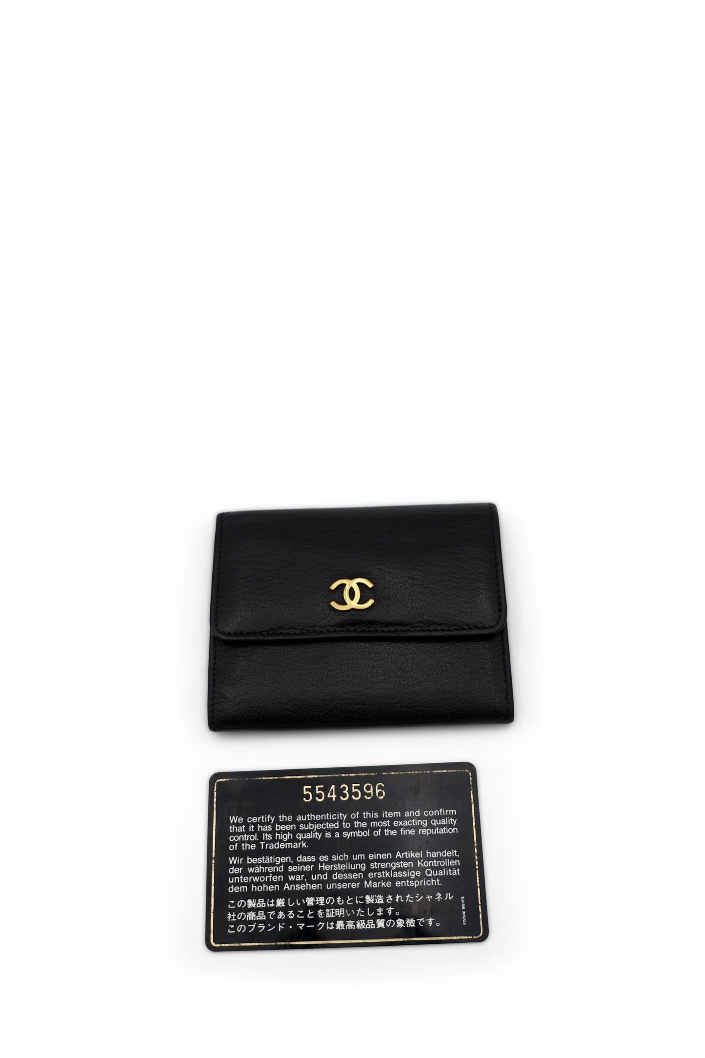 Chanel Coco CC Mark Trifold Wallet in Black Smooth Leather