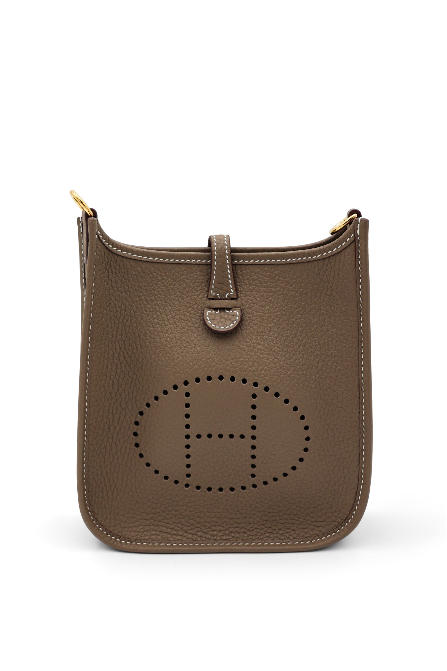 Hermès Etoupe/Bleu Indigo Evelyne Amazone TPM 16 in Clemence Leather with GHW