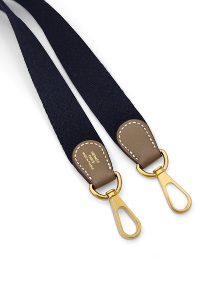 Hermès Etoupe/Bleu Indigo Evelyne Amazone TPM 16 in Clemence Leather with GHW