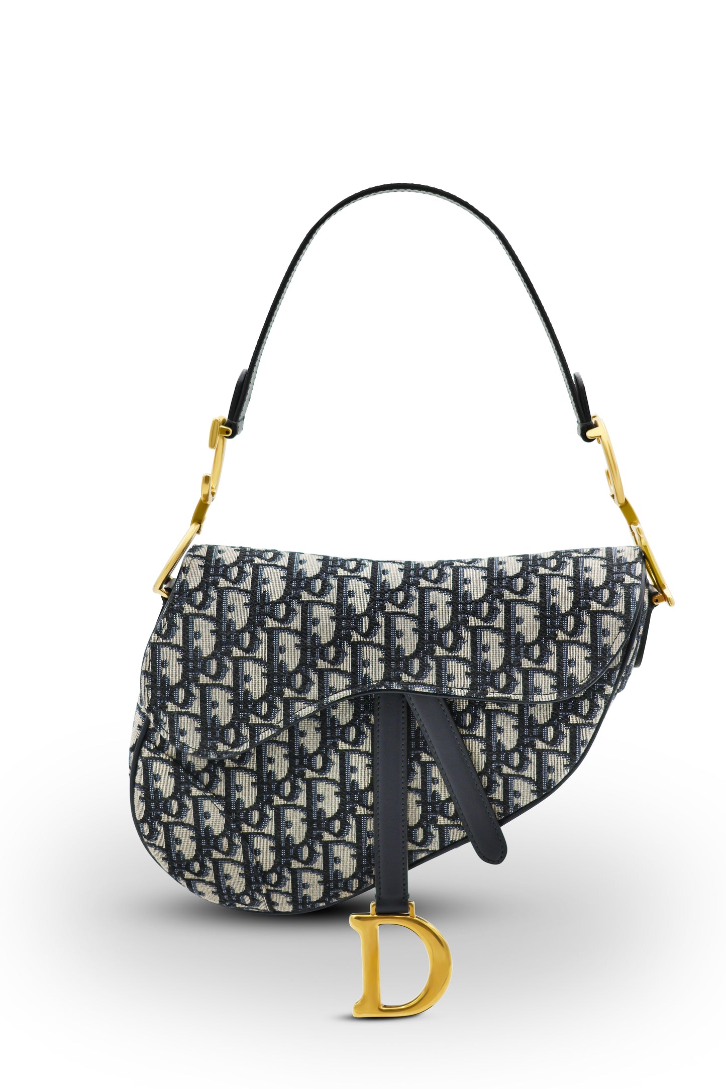 Christian Dior Oblique Saddle Bag in Navy Blue