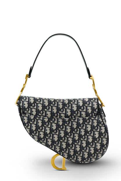 Christian Dior Oblique Saddle Bag in Navy Blue