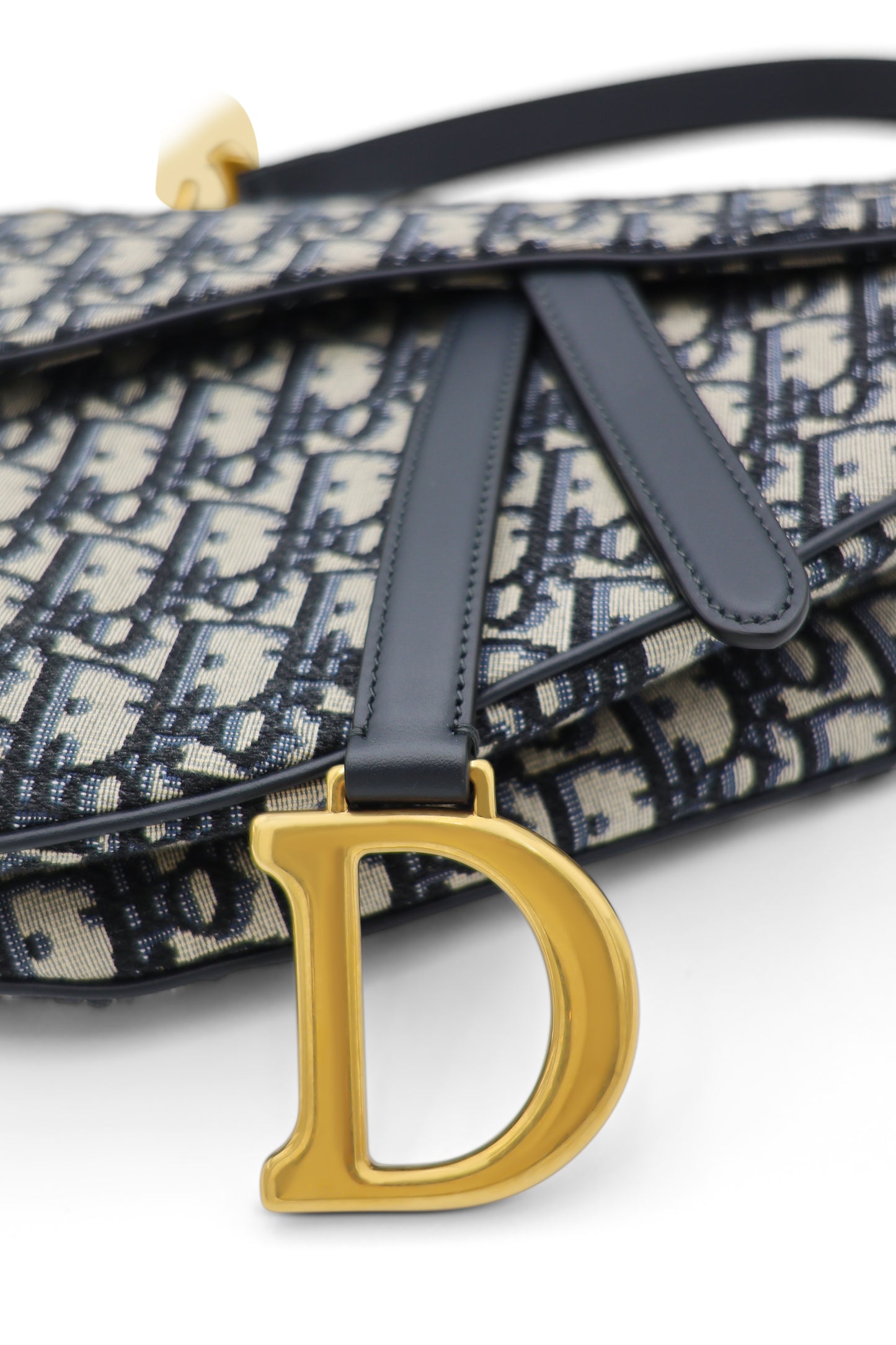 Christian Dior Oblique Saddle Bag in Navy Blue