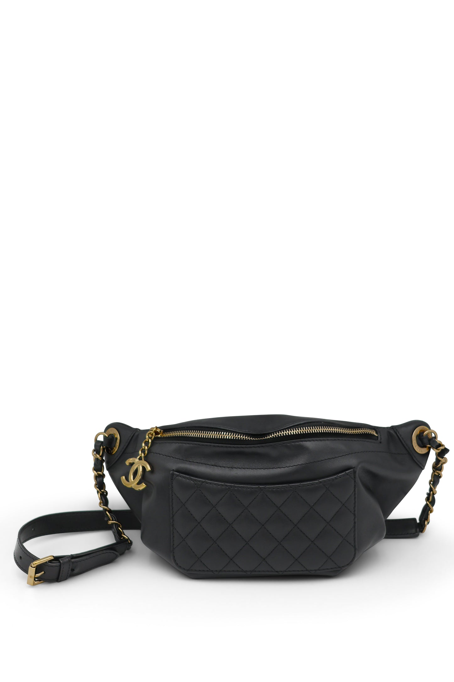 Chanel Black Quilted Lambskin Leather Waist Belt Bag