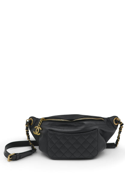 Chanel Black Quilted Lambskin Leather Waist Belt Bag