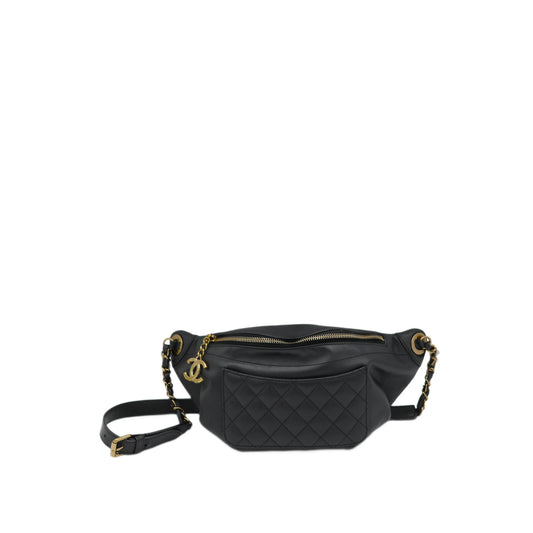 Chanel Black Quilted Lambskin Leather Waist Belt Bag