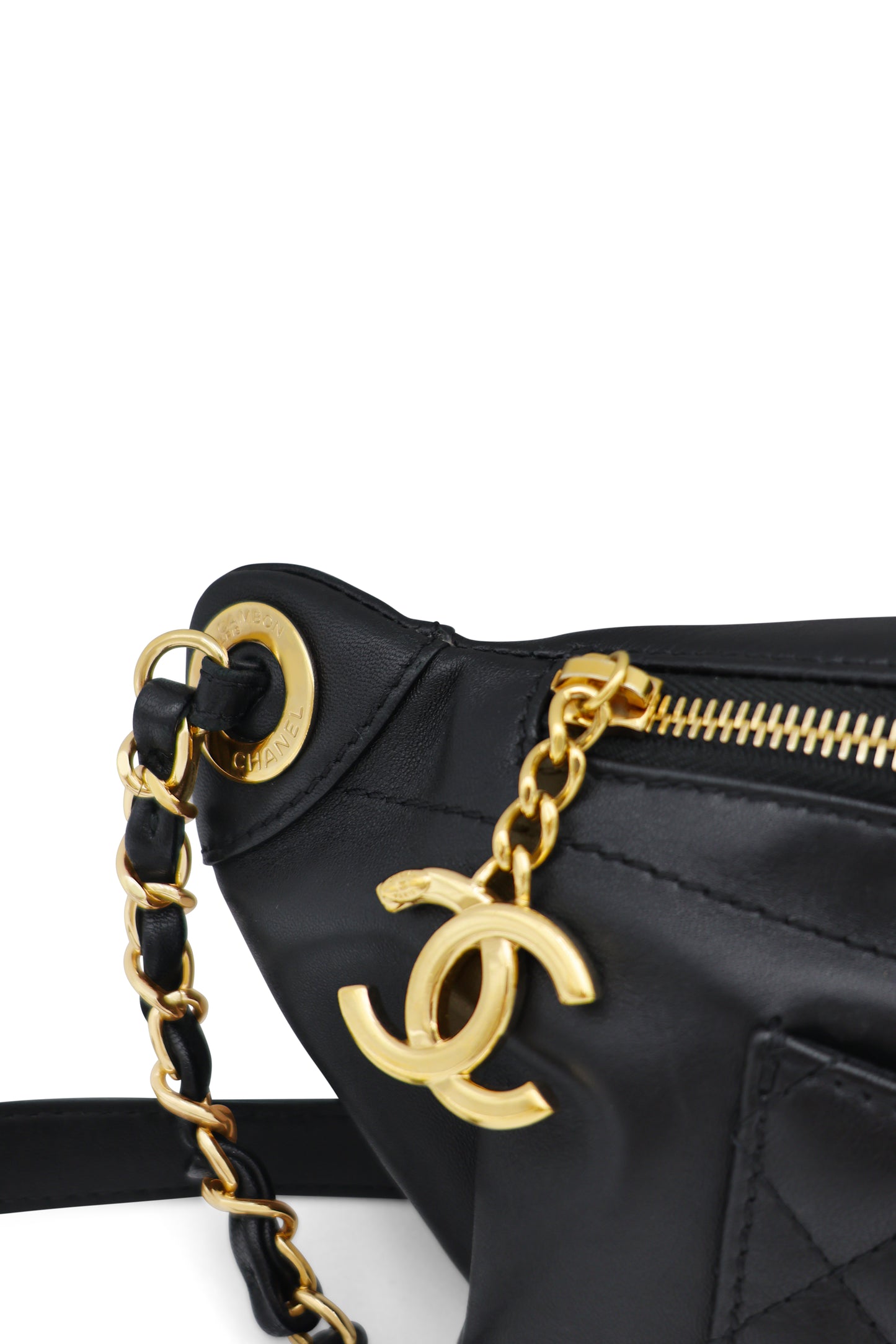 Chanel Black Quilted Lambskin Leather Waist Belt Bag