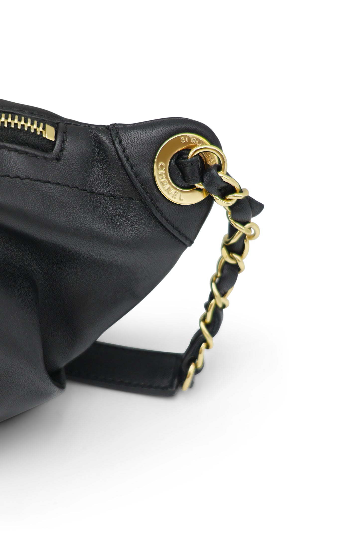 Chanel Black Quilted Lambskin Leather Waist Belt Bag