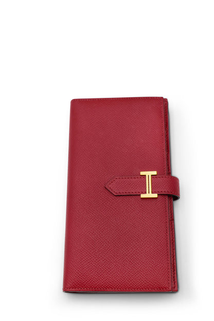 Hermès Bearn Soufflet Wallet in Rouge Ash with Gold Hardware