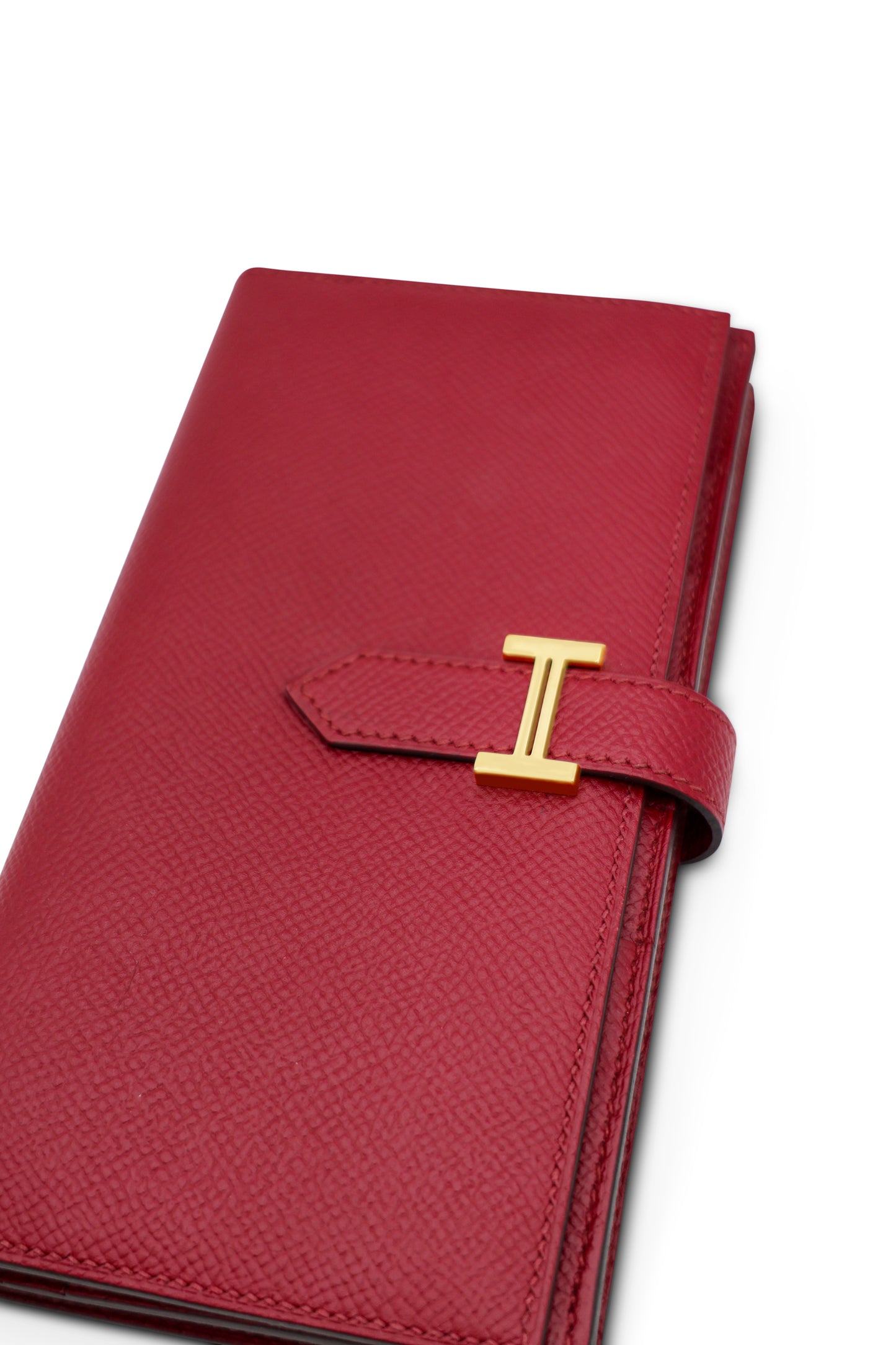 Hermès Bearn Soufflet Wallet in Rouge Ash with Gold Hardware