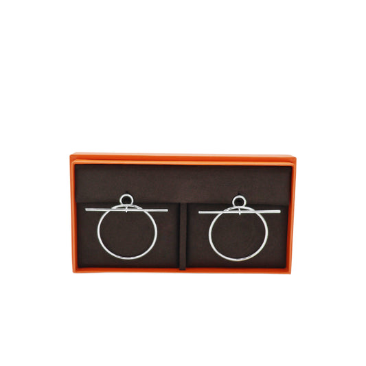 Hermès Sterling Silver Loop Earrings