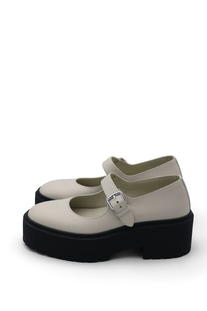 Hermès Hoxton Oxford Platform Mary Jane Shoes in Beige Glaise