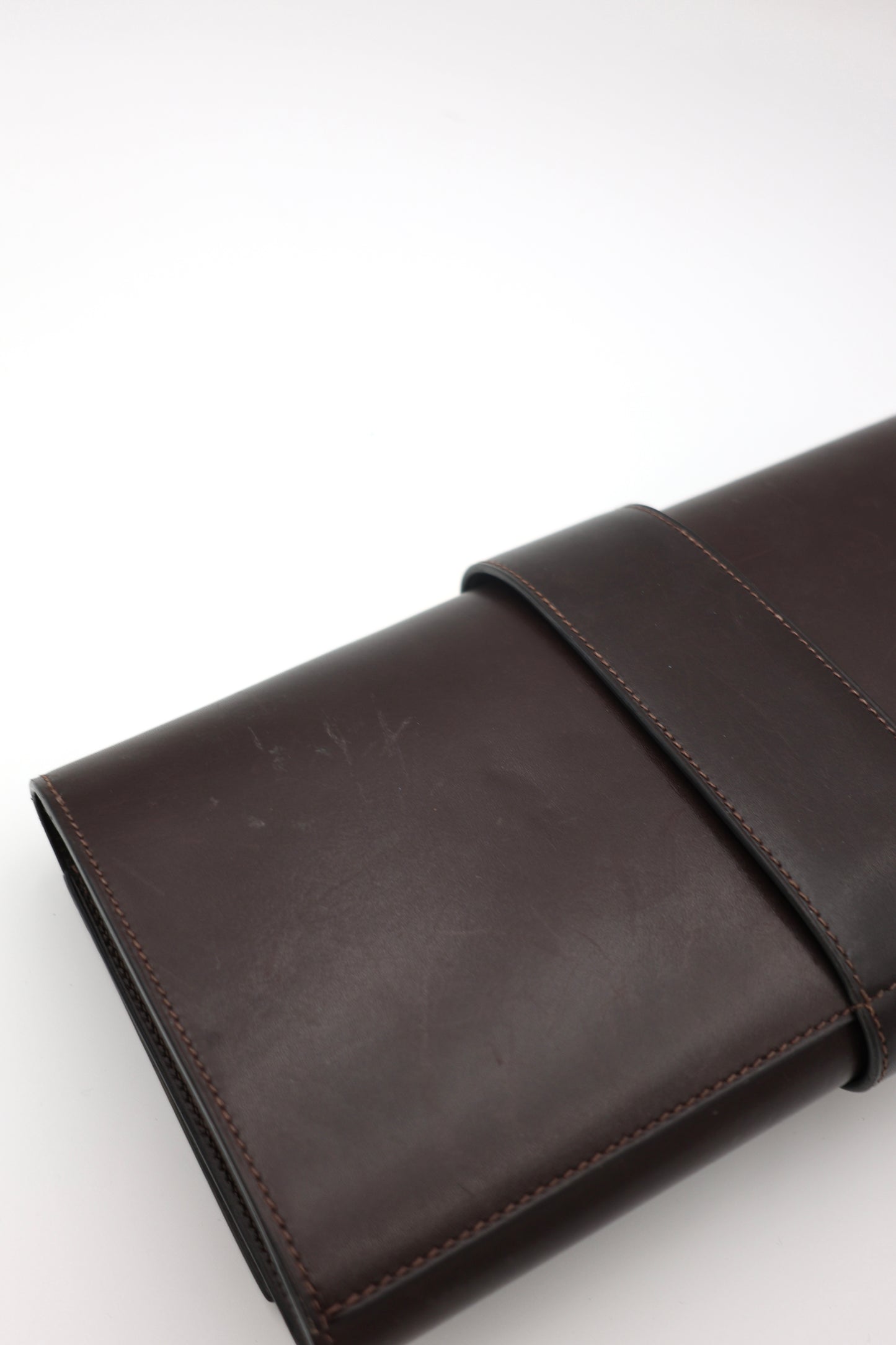 Hermes Medor 29 Clutch in Chocolat Box Calfskin with Gold Hardware