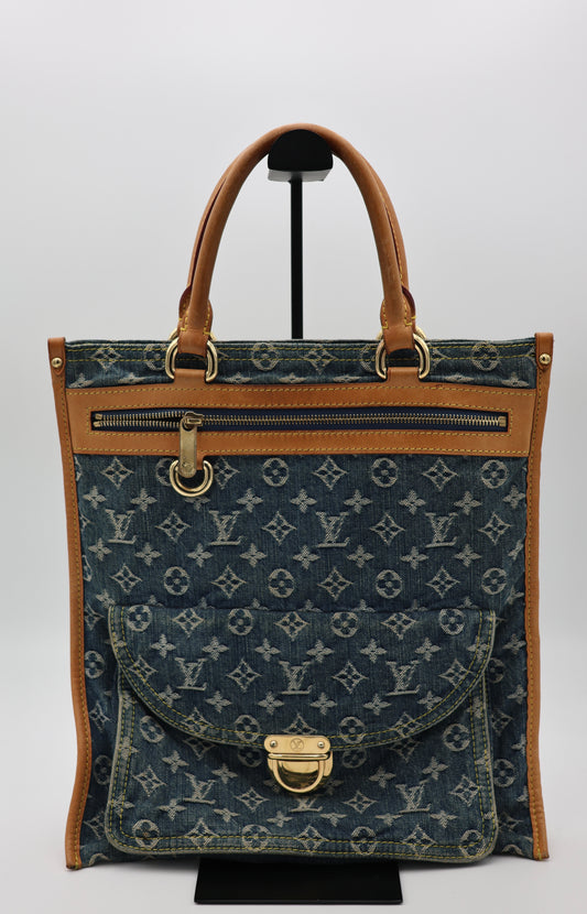 Louis Vuitton Blue Monogram Denim Sac Plat Tote Bag