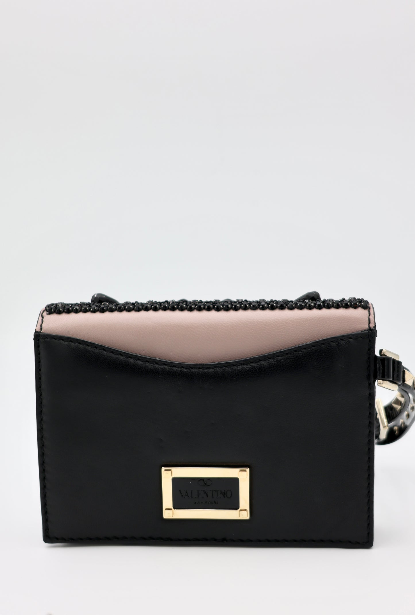 Valentino Garavani Beaded & Jeweled Pochette Bag in Black Leather