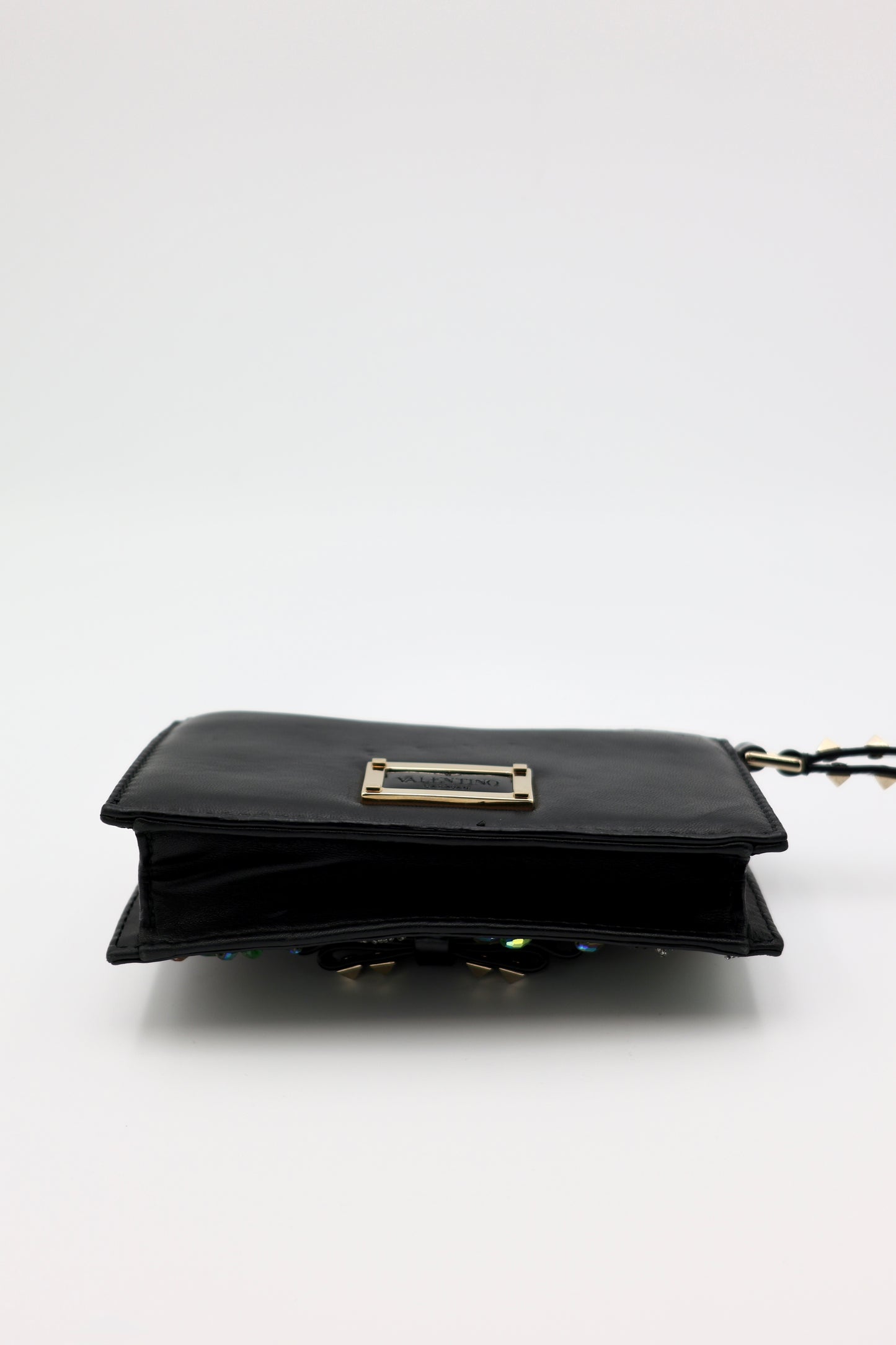 Valentino Garavani Beaded & Jeweled Pochette Bag in Black Leather