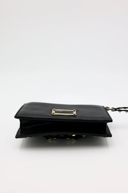 Valentino Garavani Beaded & Jeweled Pochette Bag in Black Leather