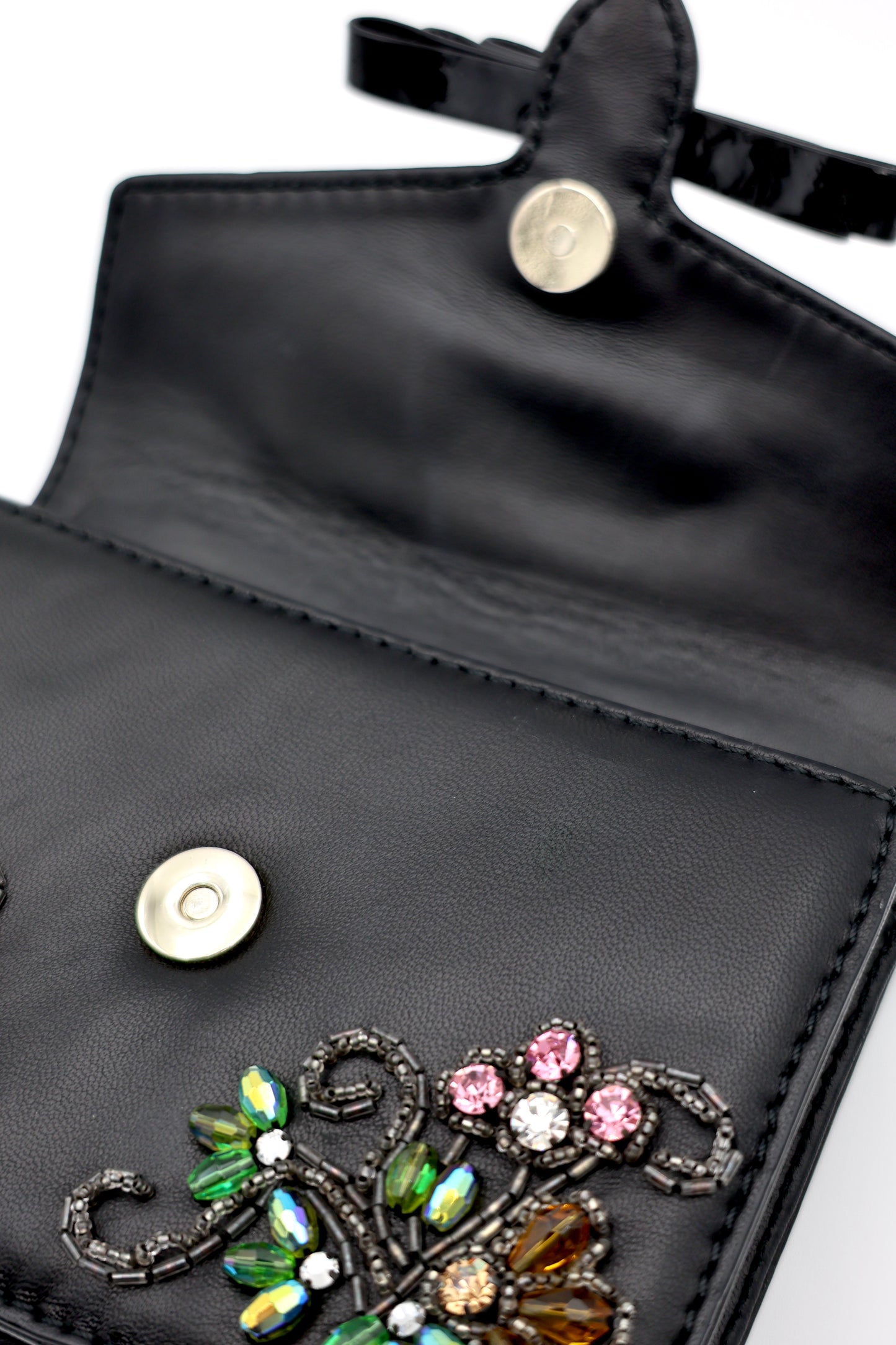 Valentino Garavani Beaded & Jeweled Pochette Bag in Black Leather