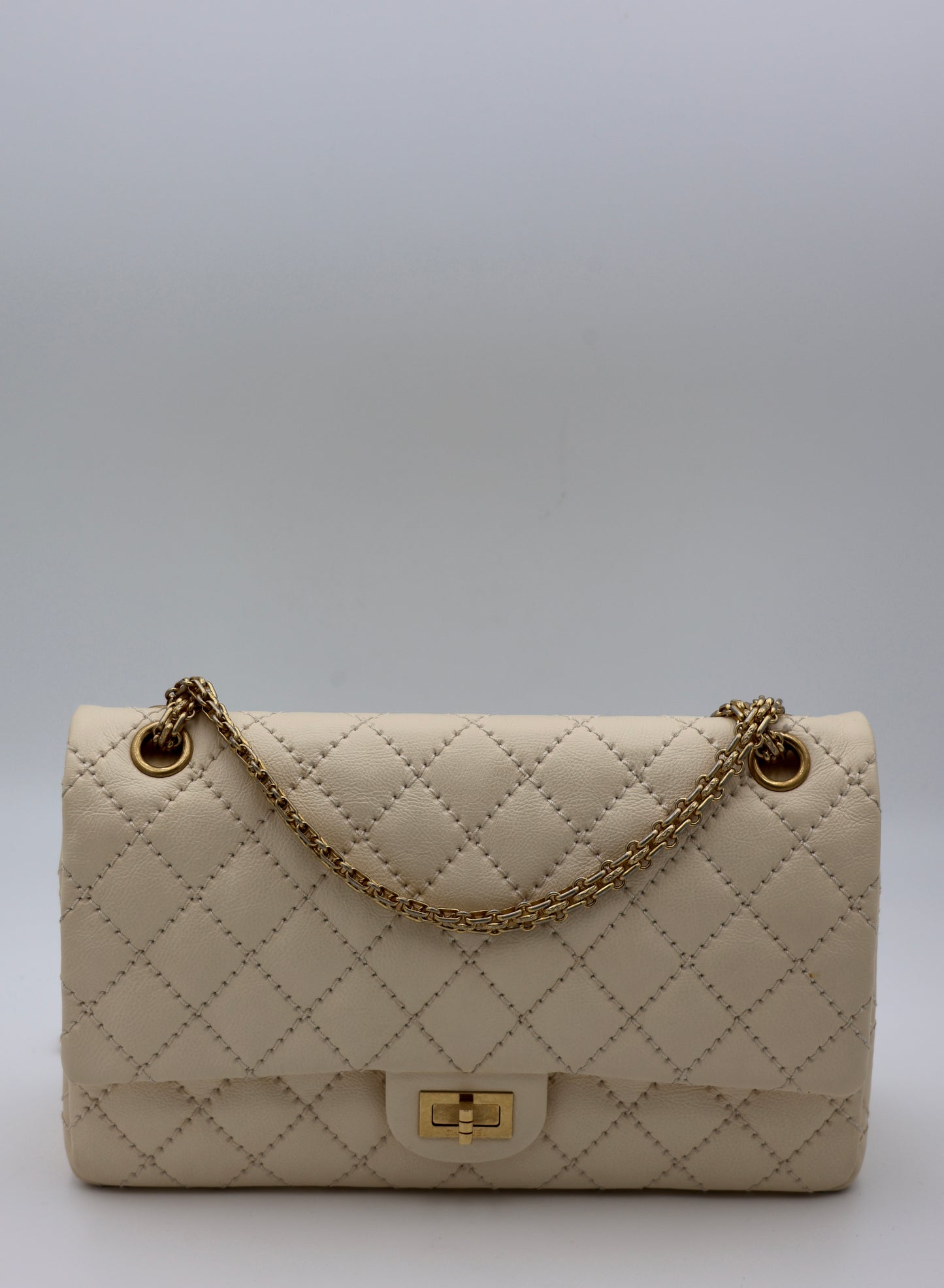 Chanel Reissue 2.55 Quilted Leather Medium Flap Bag in Beige