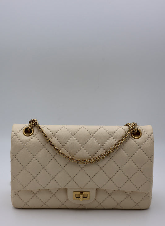 Chanel Reissue 2.55 Quilted Leather Medium Flap Bag in Beige