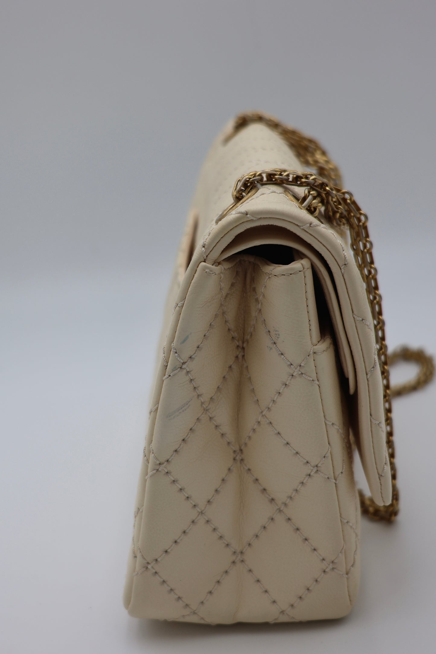 Chanel Reissue 2.55 Quilted Leather Medium Flap Bag in Beige