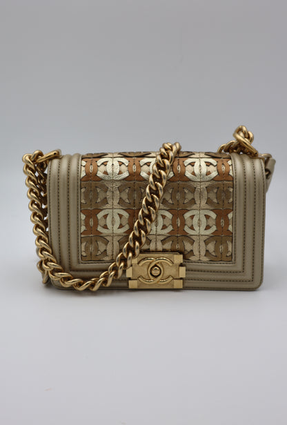 Chanel Limited Edition Small Boy Bag in Gold Metallic Lambskin