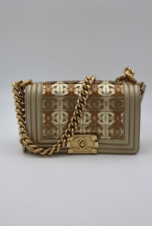 Chanel Limited Edition Small Boy Bag in Gold Metallic Lambskin