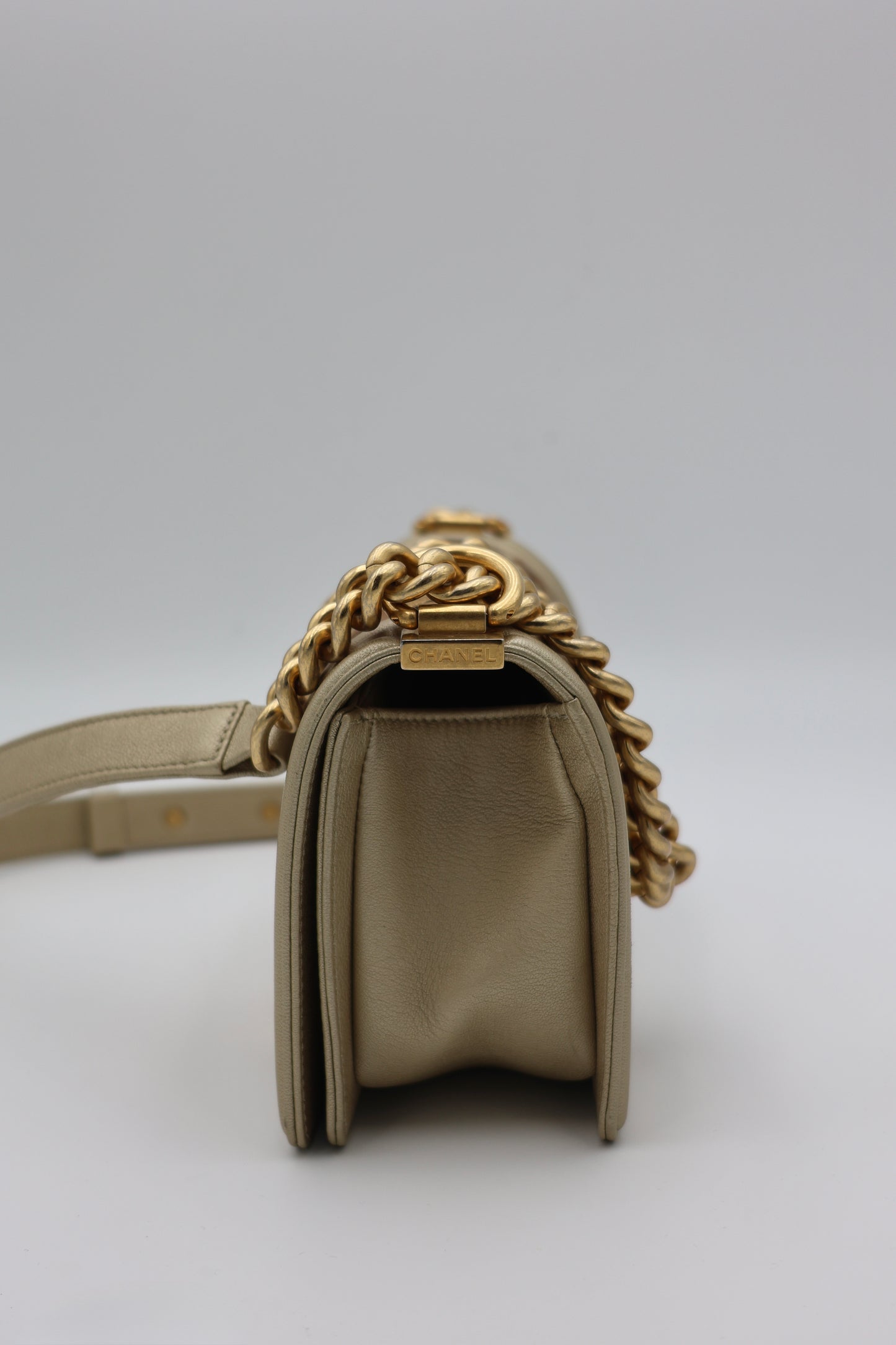 Chanel Limited Edition Small Boy Bag in Gold Metallic Lambskin