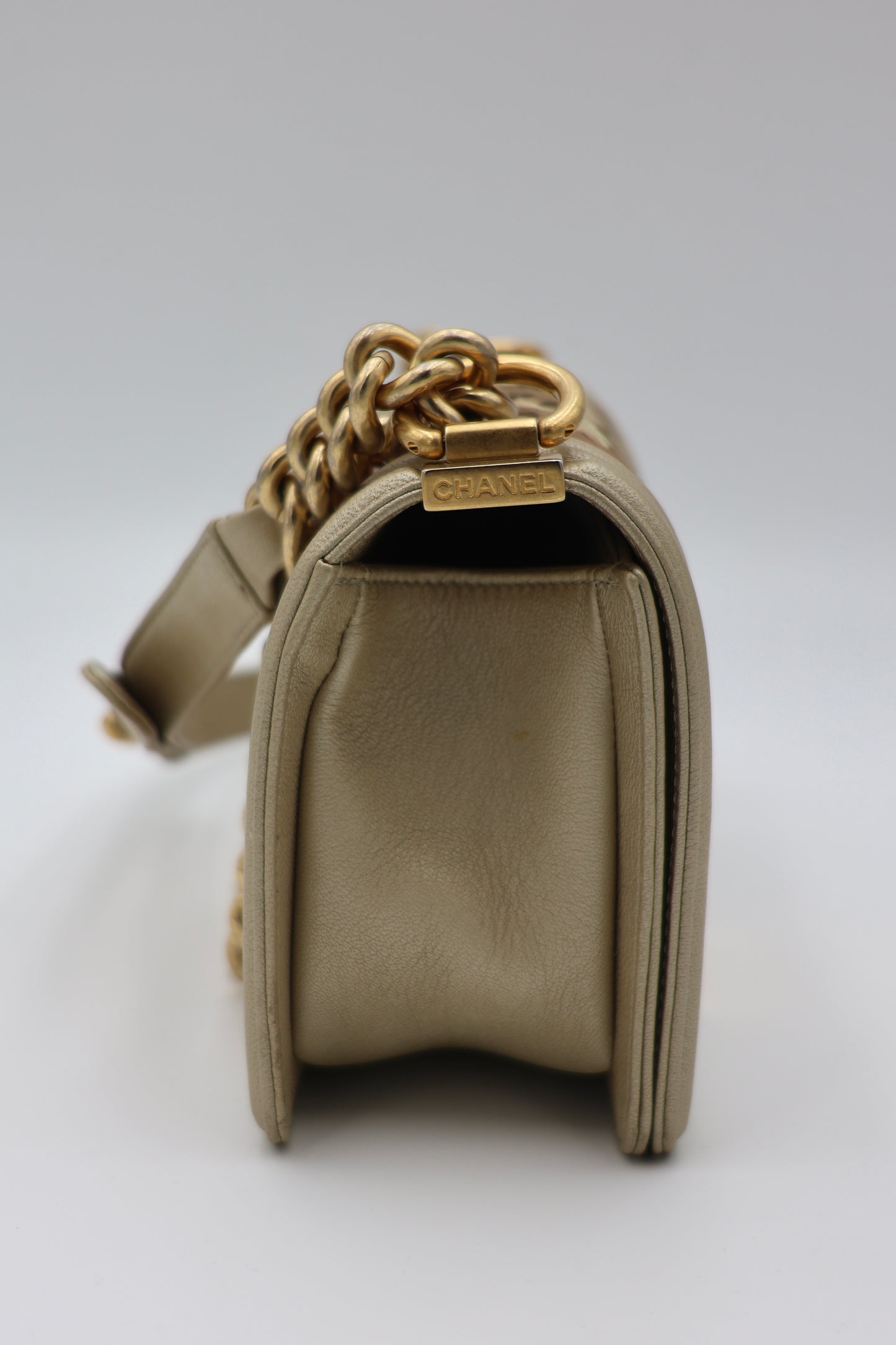 Chanel Limited Edition Small Boy Bag in Gold Metallic Lambskin