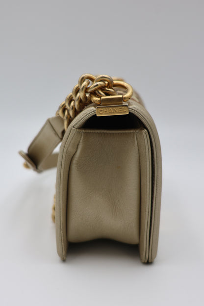 Chanel Limited Edition Small Boy Bag in Gold Metallic Lambskin