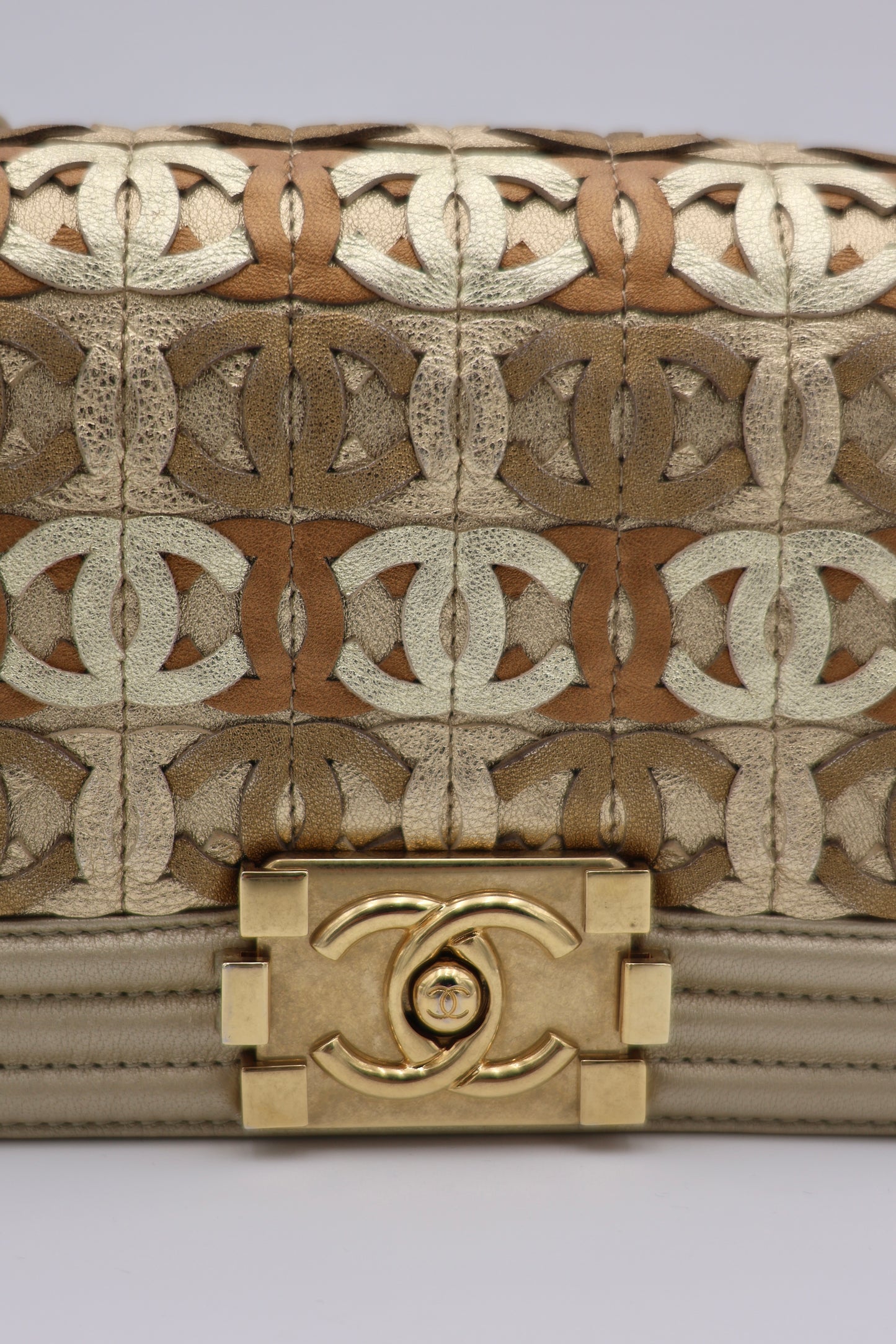 Chanel Limited Edition Small Boy Bag in Gold Metallic Lambskin