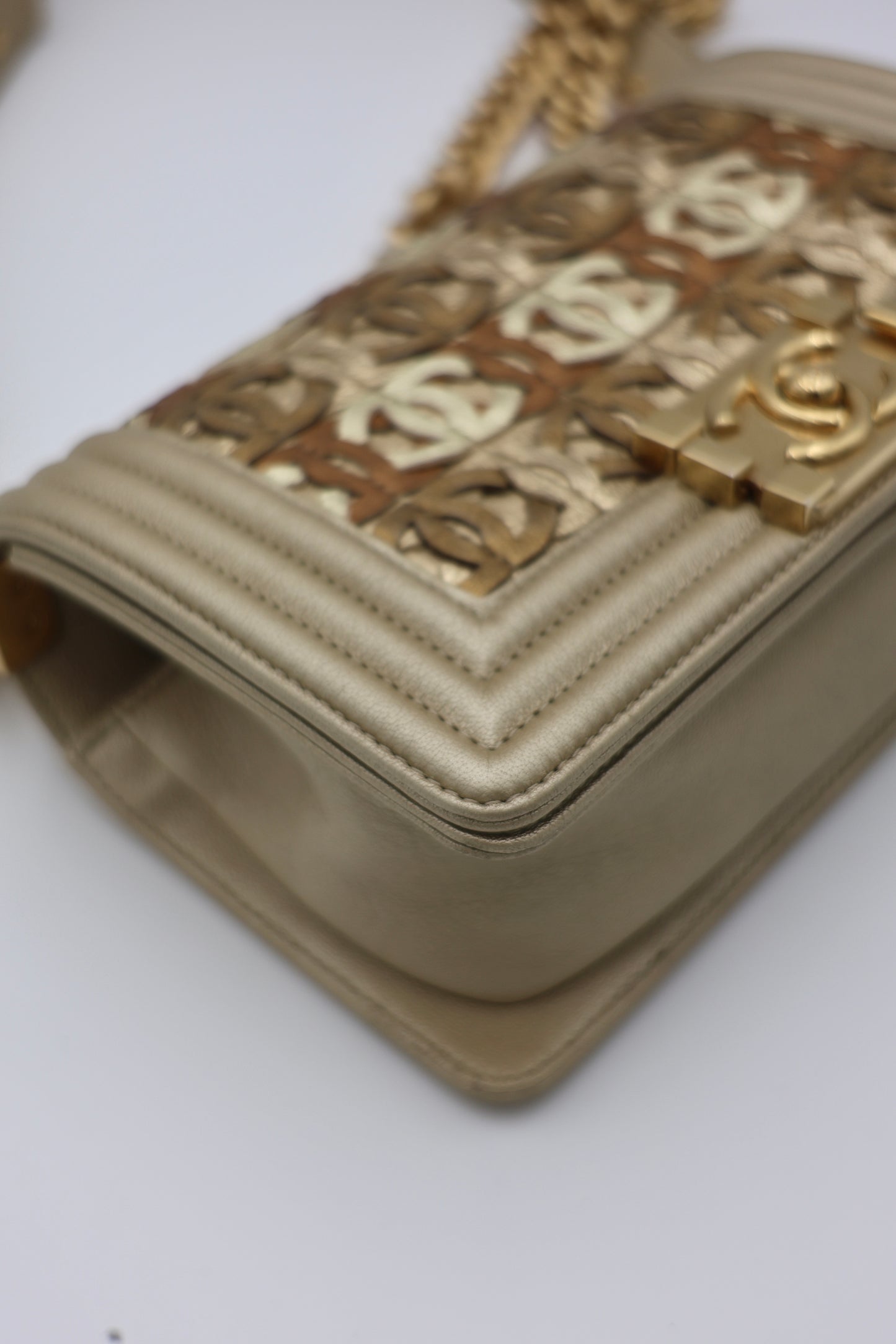 Chanel Limited Edition Small Boy Bag in Gold Metallic Lambskin