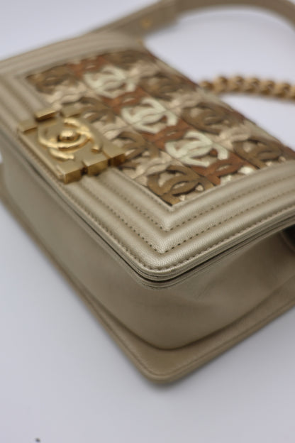 Chanel Limited Edition Small Boy Bag in Gold Metallic Lambskin