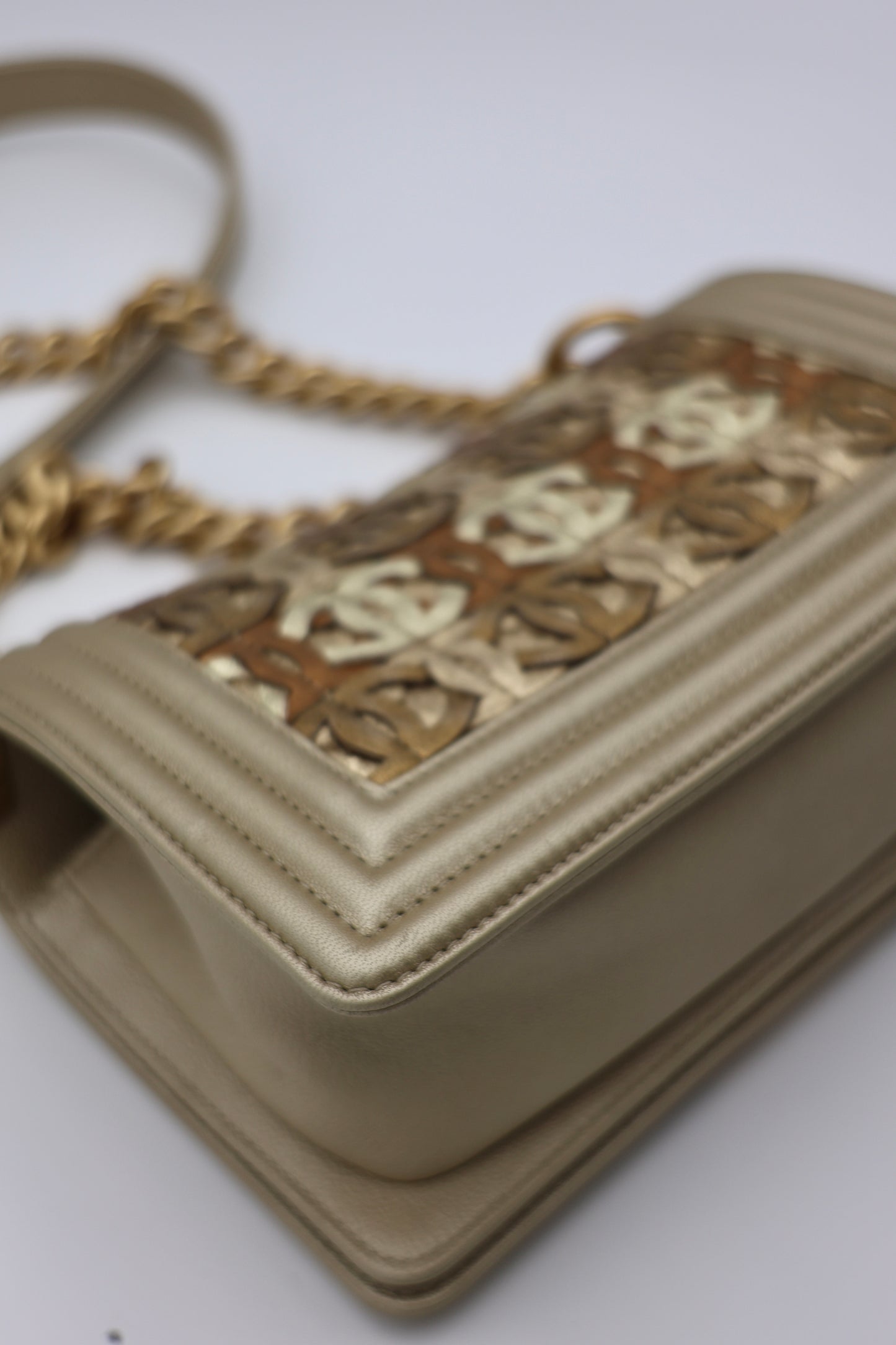 Chanel Limited Edition Small Boy Bag in Gold Metallic Lambskin