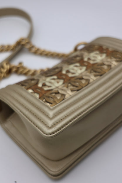 Chanel Limited Edition Small Boy Bag in Gold Metallic Lambskin